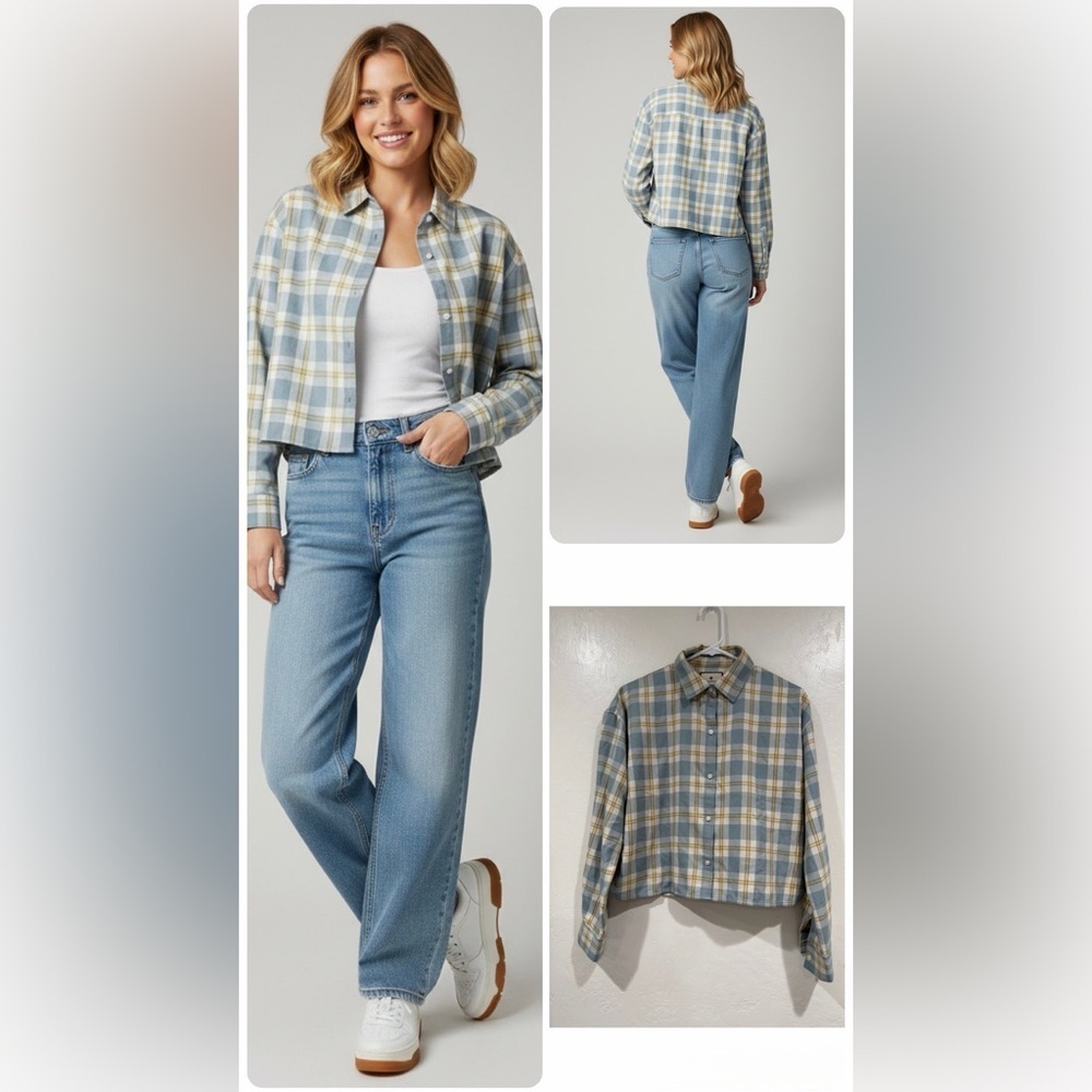 Tuckernuck Yellow and Gray Plaid Shirt size S